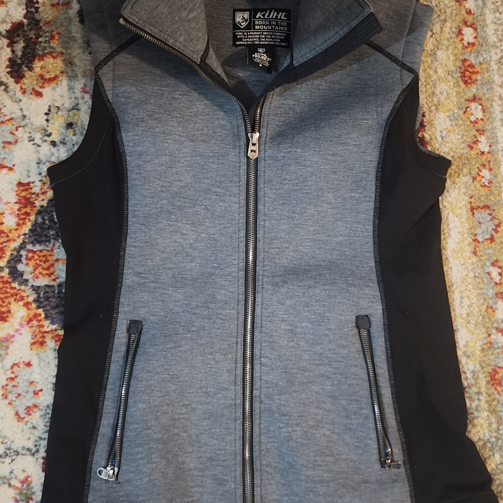 Kuhl Gray And Black Zip-Up Vest